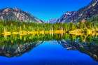 Gold Lake water reflection Mount Chikamin, Snoqualmie Pass, Wenatchee NF, Washington State, Usa. Art Print